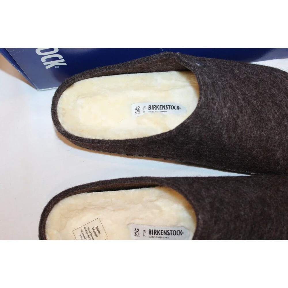 BIRKENSTOCK Men's Zermatt Shearling Mocha Brown Wool Felt Clogs EU 42 REGULAR